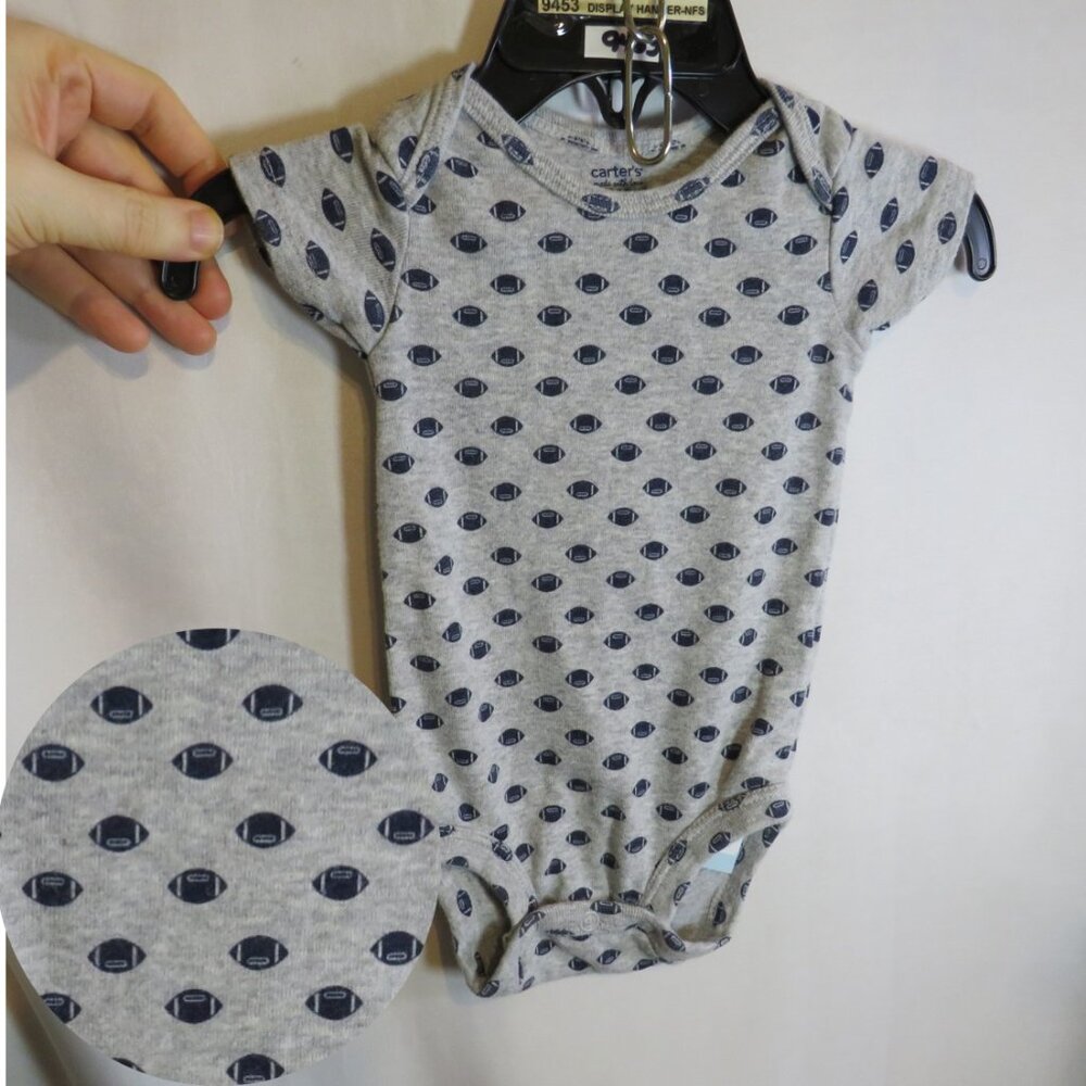 Baby Gray football bodysuit by Carter's newborn 100% cotton